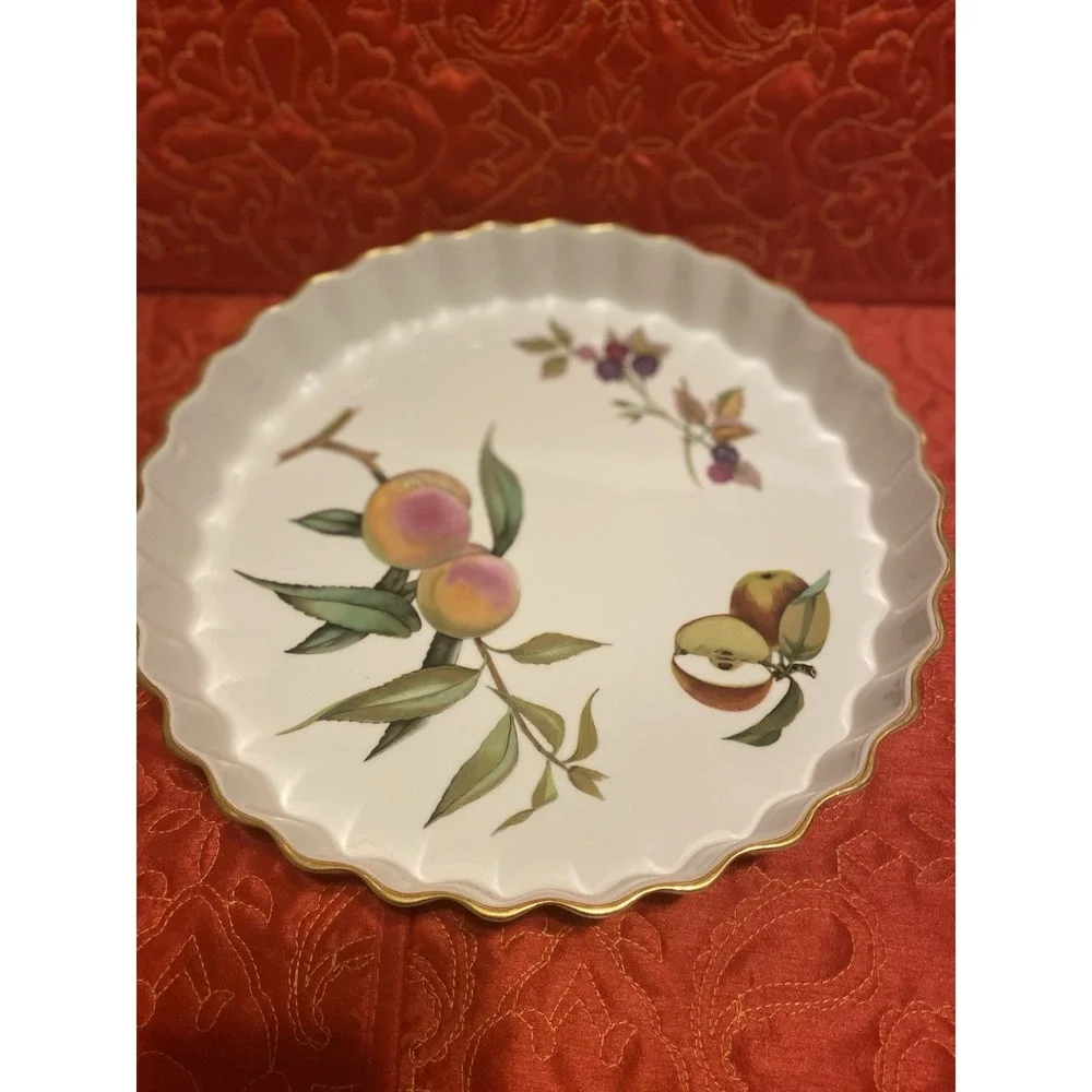 Vintage‎ Fine Porcelain Royal Worcester Evesham Pattern Flan or Tart Dish 1961